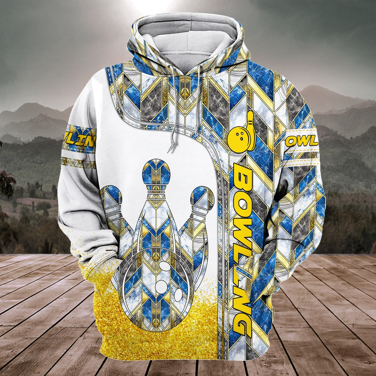 Diamond Bowling Shirt, Bowling Ball & Pins All-Over Print Unisex Tee