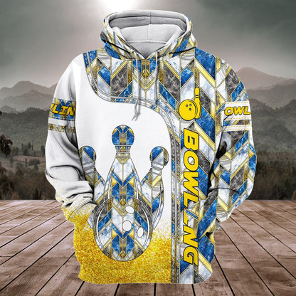 Diamond Bowling Shirt, Bowling Ball & Pins All-Over Print Unisex Tee
