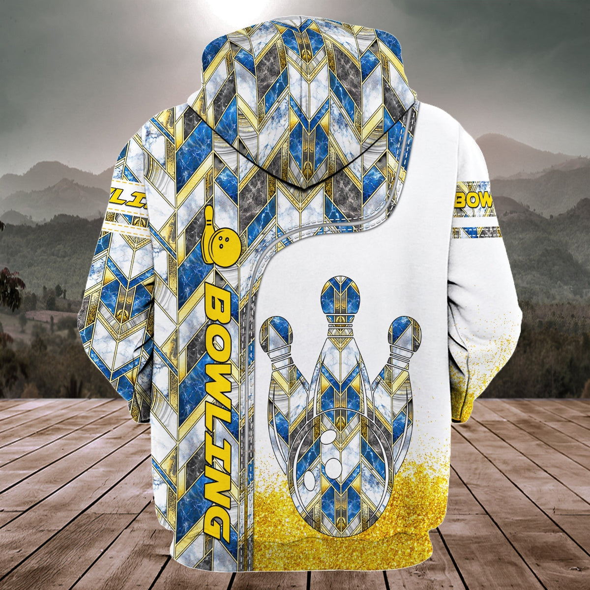 Diamond Bowling Shirt, Bowling Ball & Pins All-Over Print Unisex Tee