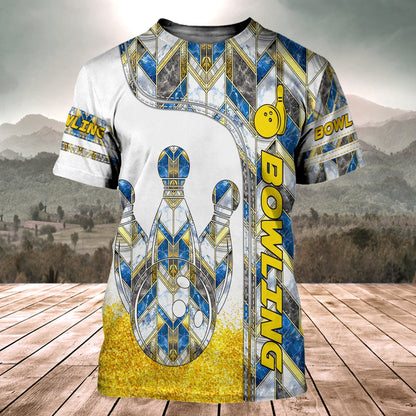 Diamond Bowling Shirt, Bowling Ball & Pins All-Over Print Unisex Tee