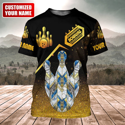 Bowling Champion Shirt, Classic Ball & Pins All-Over Print Unisex Tee