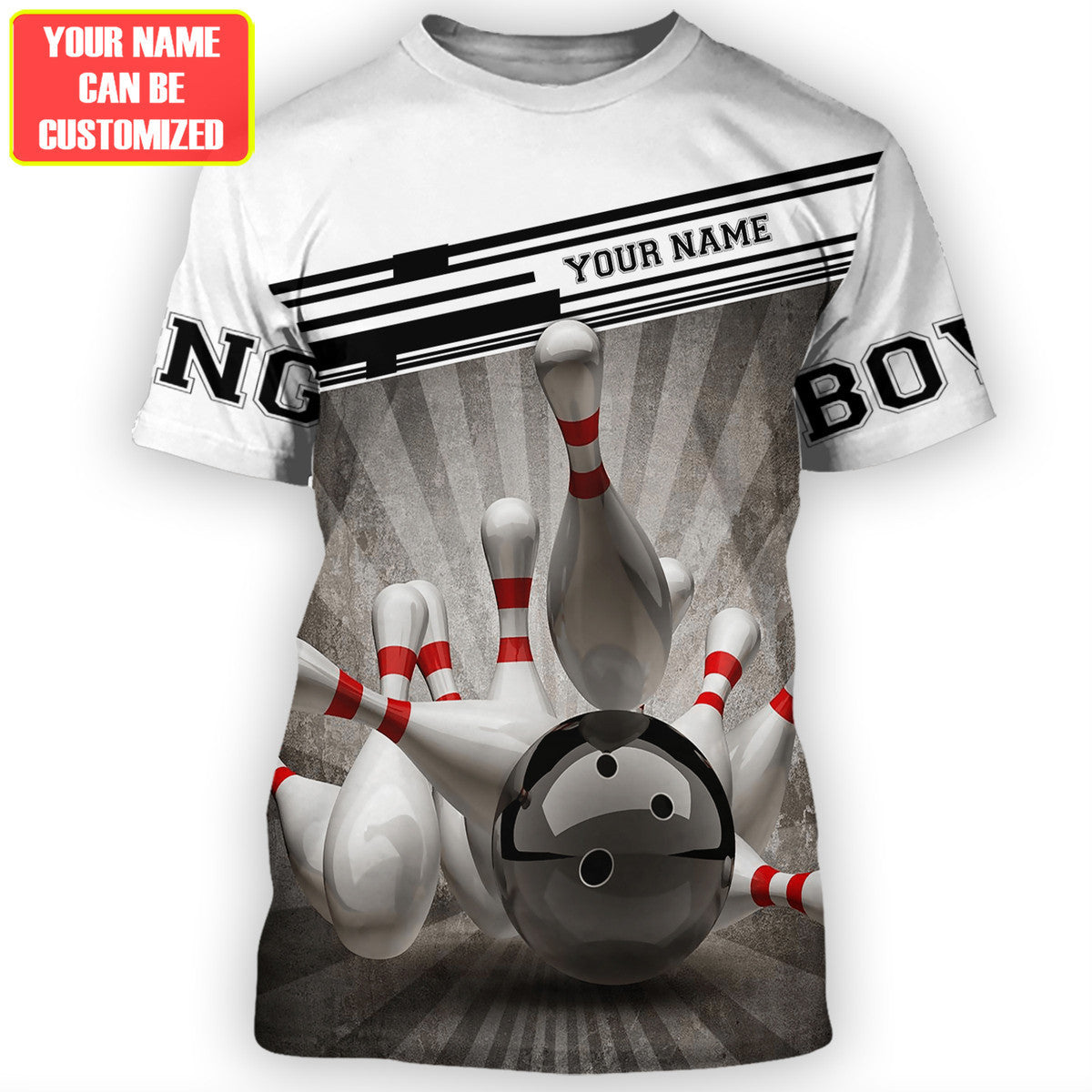Personalized Name Black Bowling All Over Printed Unisex Shirt Q220302