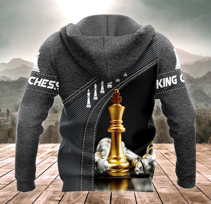 Gold King Chess Shirt, Royal Crown Strategy All-Over Print Unisex Tee