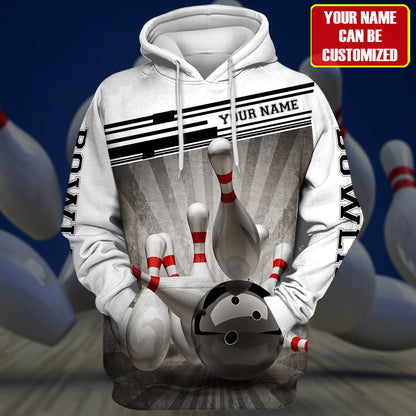 Personalized Name Black Bowling All Over Printed Unisex Shirt Q220302