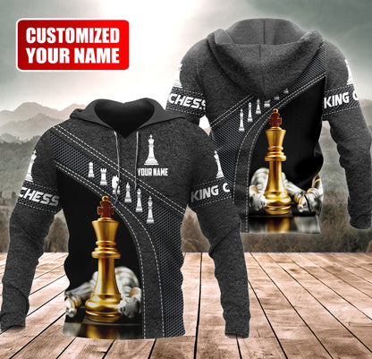 Gold King Chess Shirt, Royal Crown Strategy All-Over Print Unisex Tee