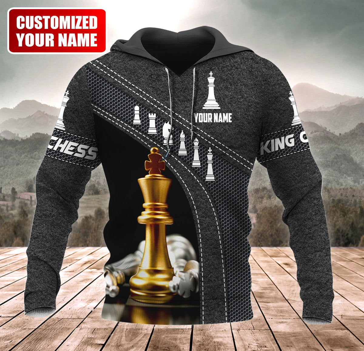Gold King Chess Shirt, Royal Crown Strategy All-Over Print Unisex Tee