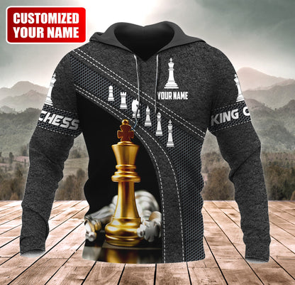 Gold King Chess Shirt, Royal Crown Strategy All-Over Print Unisex Tee