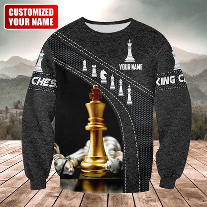 Gold King Chess Shirt, Royal Crown Strategy All-Over Print Unisex Tee