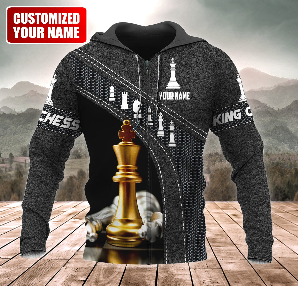 Gold King Chess Shirt, Royal Crown Strategy All-Over Print Unisex Tee