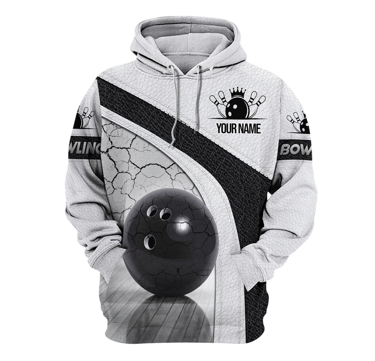 Bowling Power Strike Shirt, Dynamic Ball & Pins All-Over Print Unisex Tee