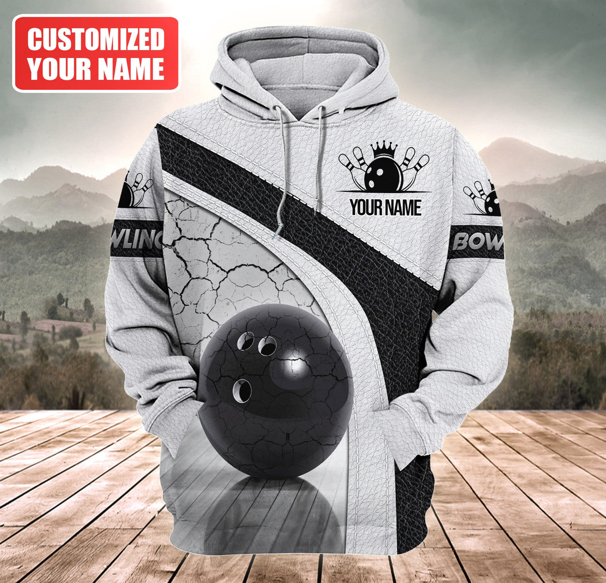 Bowling Power Strike Shirt, Dynamic Ball & Pins All-Over Print Unisex Tee
