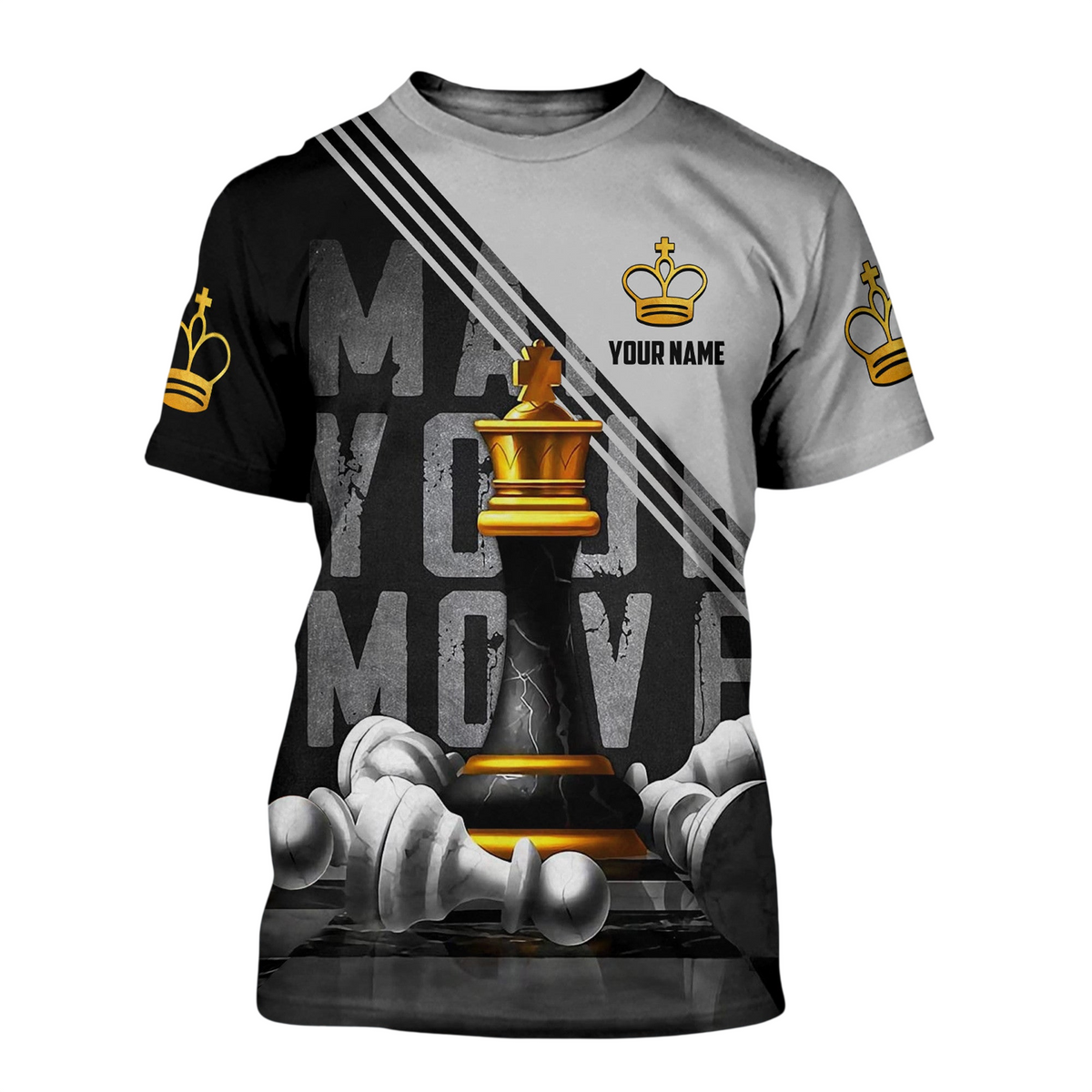 King Chess Royalty Shirt, Strategic Board All-Over Print Unisex Tee