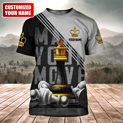 King Chess Royalty Shirt, Strategic Board All-Over Print Unisex Tee