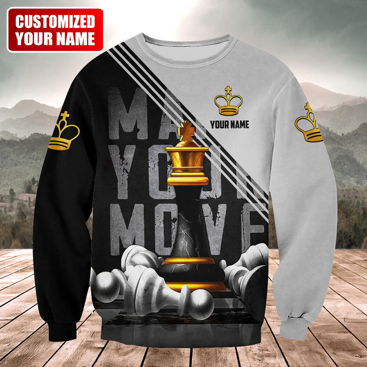 King Chess Royalty Shirt, Strategic Board All-Over Print Unisex Tee
