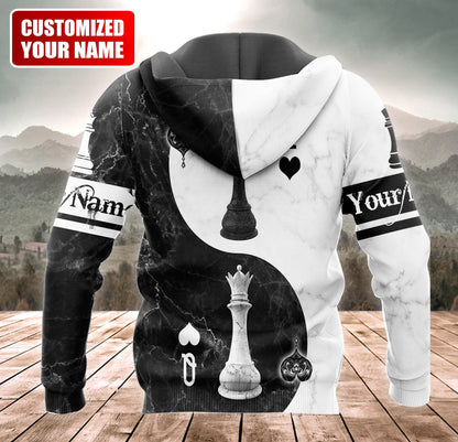 King & Queen Chess Yin Yang Shirt, Balance Strategy All-Over Print Unisex Tee