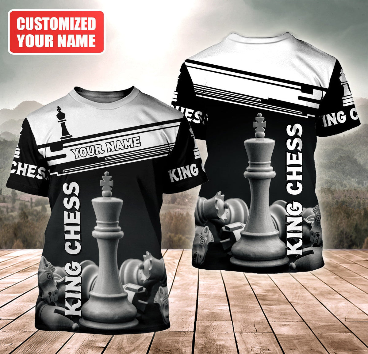 King Chess Power Shirt, Royal Strategy All-Over Print Unisex Tee