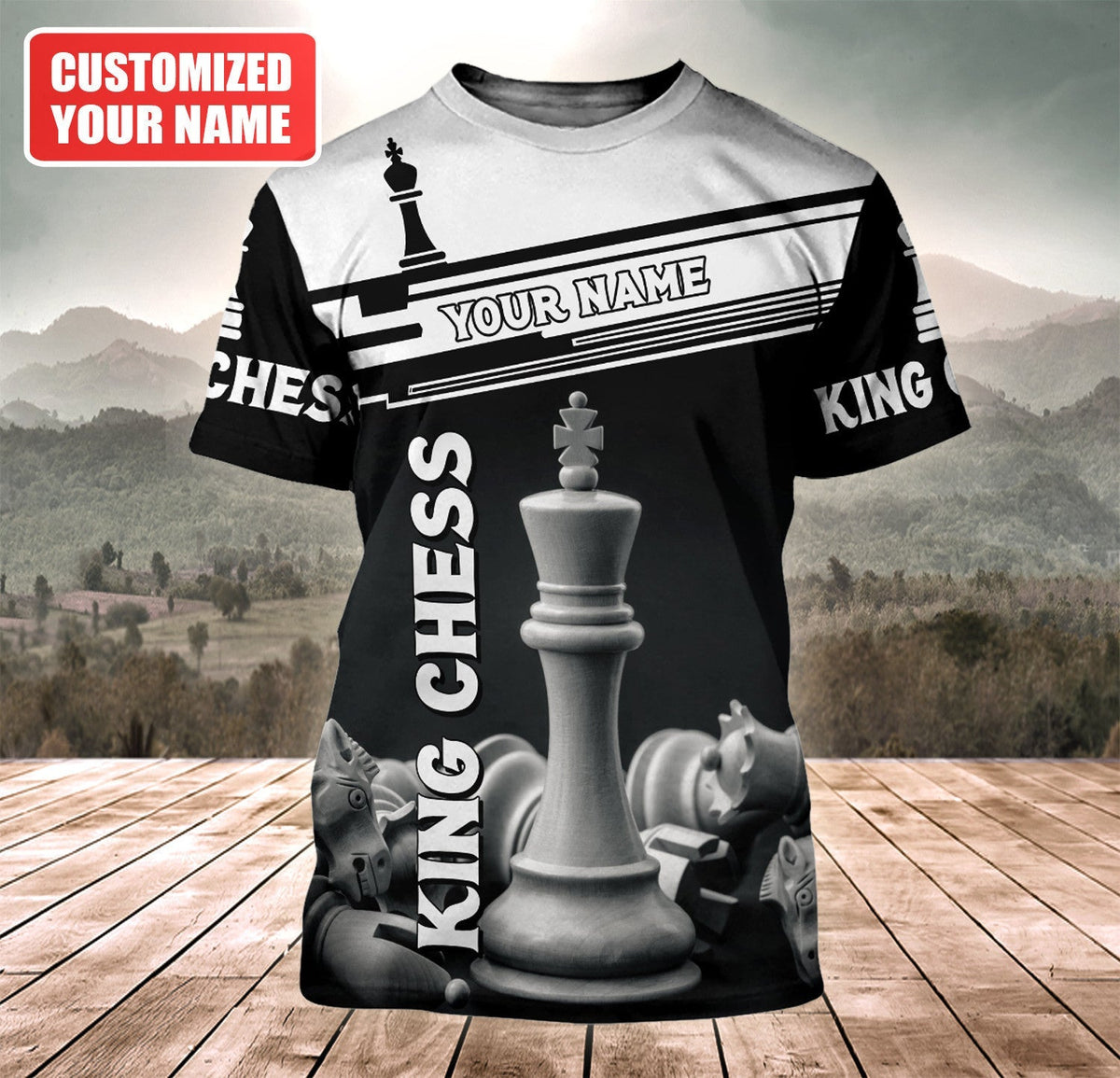 King Chess Power Shirt, Royal Strategy All-Over Print Unisex Tee
