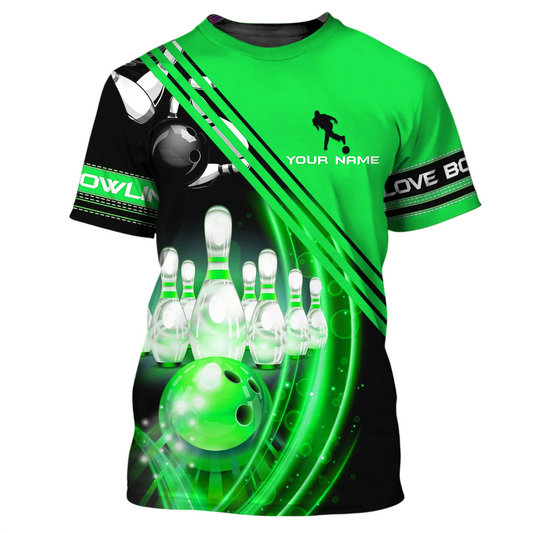 Bowling Player Pro Shirt, Tournament Ball & Pins All-Over Print Unisex Tee