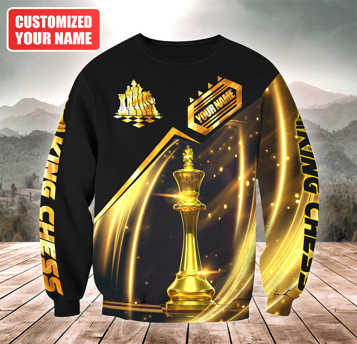 Luxury King Chess Shirt, Premium Royal Strategy All-Over Print Unisex Tee