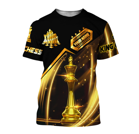 Luxury King Chess Shirt, Premium Royal Strategy All-Over Print Unisex Tee