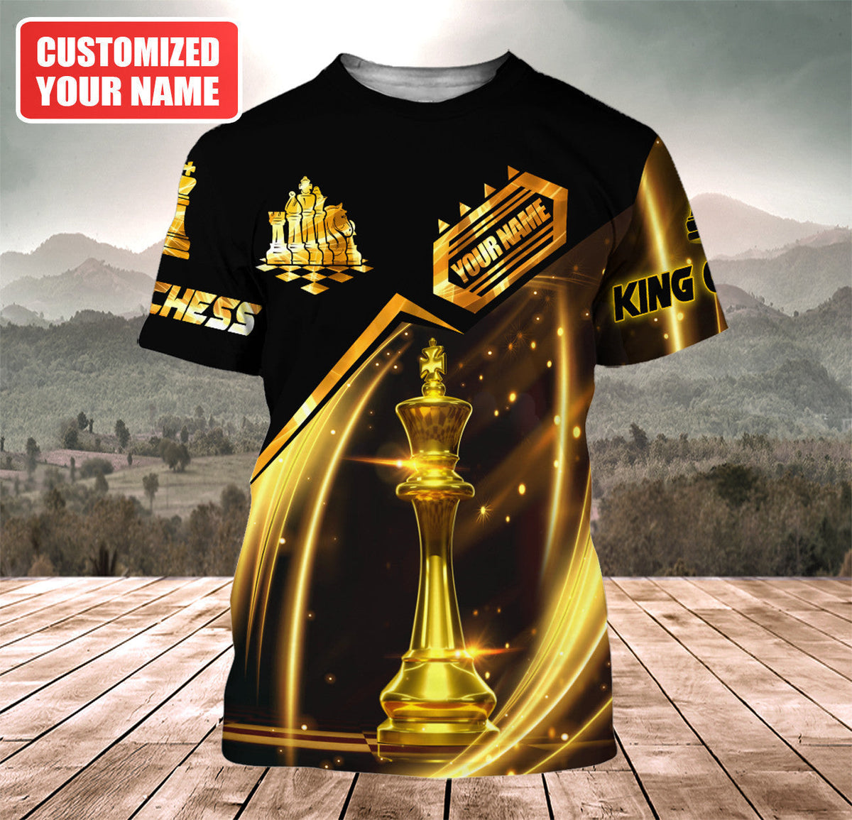 Luxury King Chess Shirt, Premium Royal Strategy All-Over Print Unisex Tee