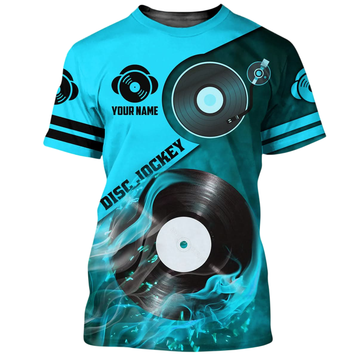 DJ Mix Master Shirt, Disc Jockey Turntable All-Over Print Unisex Tee