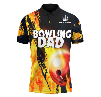 Bowling Dad Shirt, Proud Bowler Ball & Pins All-Over Print Unisex Tee