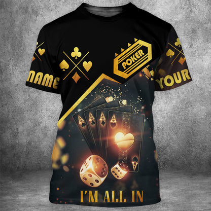 Poker All-In Shirt, High Stakes Casino Cards All-Over Print Unisex Tee