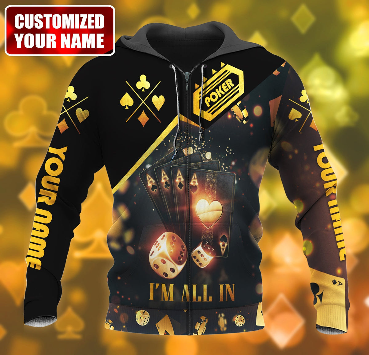 Poker All-In Shirt, High Stakes Casino Cards All-Over Print Unisex Tee