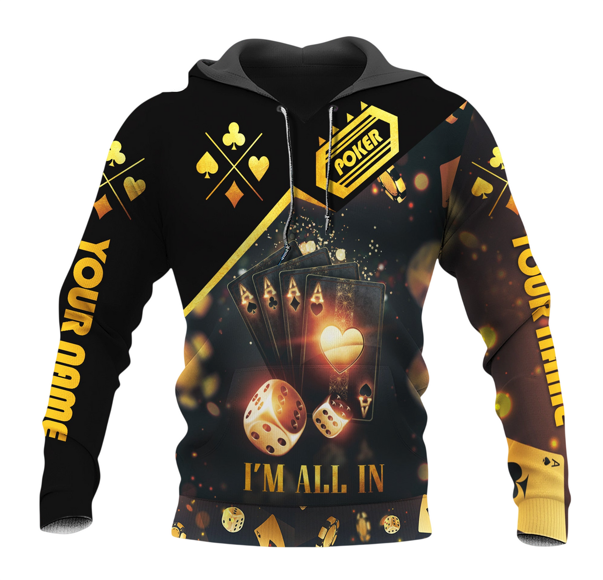 Poker All-In Shirt, High Stakes Casino Cards All-Over Print Unisex Tee
