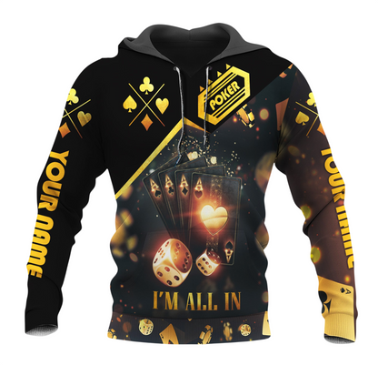 Poker All-In Shirt, High Stakes Casino Cards All-Over Print Unisex Tee