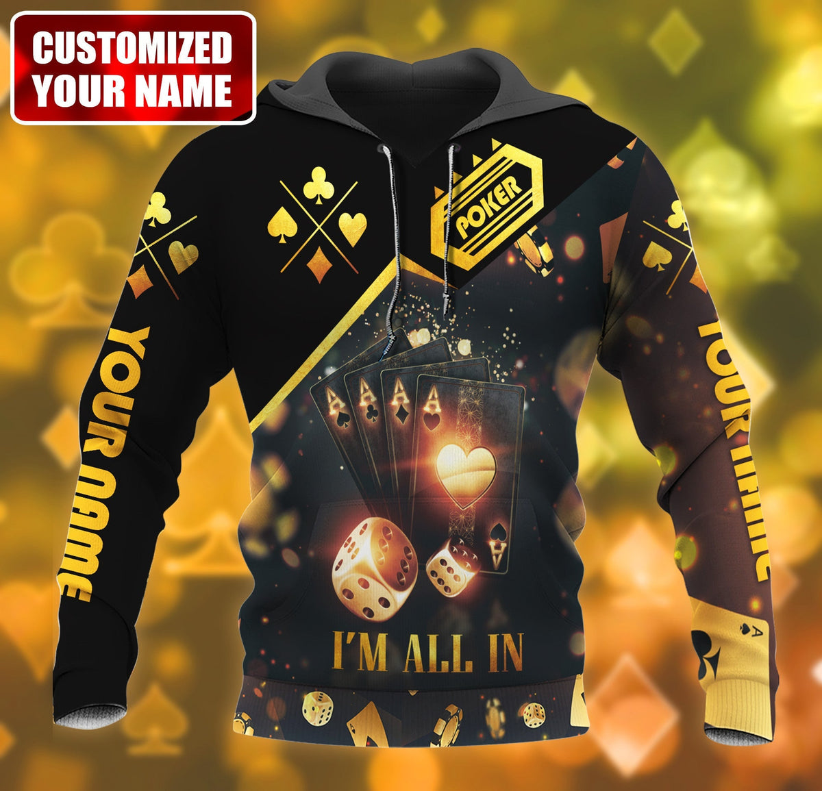 Poker All-In Shirt, High Stakes Casino Cards All-Over Print Unisex Tee