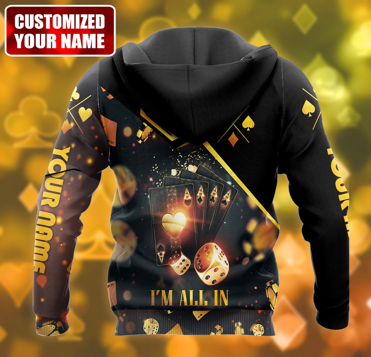 Poker All-In Shirt, High Stakes Casino Cards All-Over Print Unisex Tee