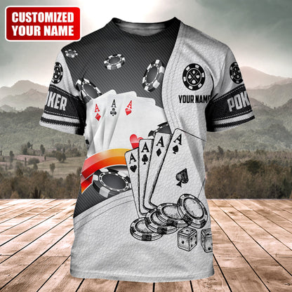 Classic Poker Player Shirt, Casino Card All-Over Print Unisex Tee