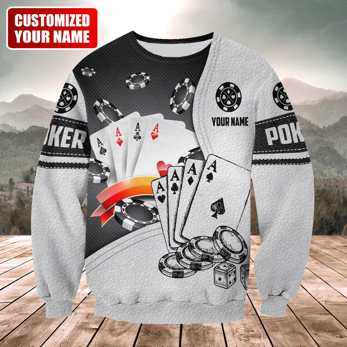 Classic Poker Player Shirt, Casino Card All-Over Print Unisex Tee