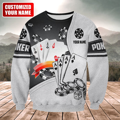 Classic Poker Player Shirt, Casino Card All-Over Print Unisex Tee