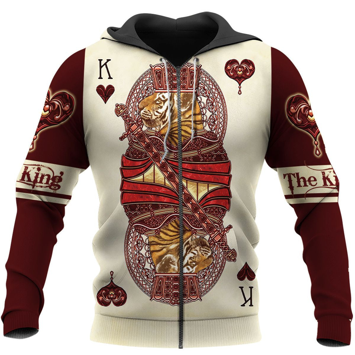 Tiger Heart King Poker Shirt, Playing Card All-Over Print Unisex Tee
