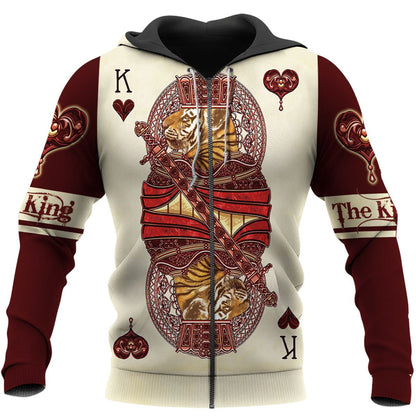 Tiger Heart King Poker Shirt, Playing Card All-Over Print Unisex Tee