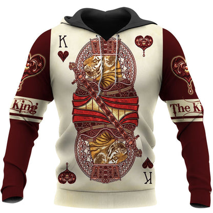 Tiger Heart King Poker Shirt, Playing Card All-Over Print Unisex Tee