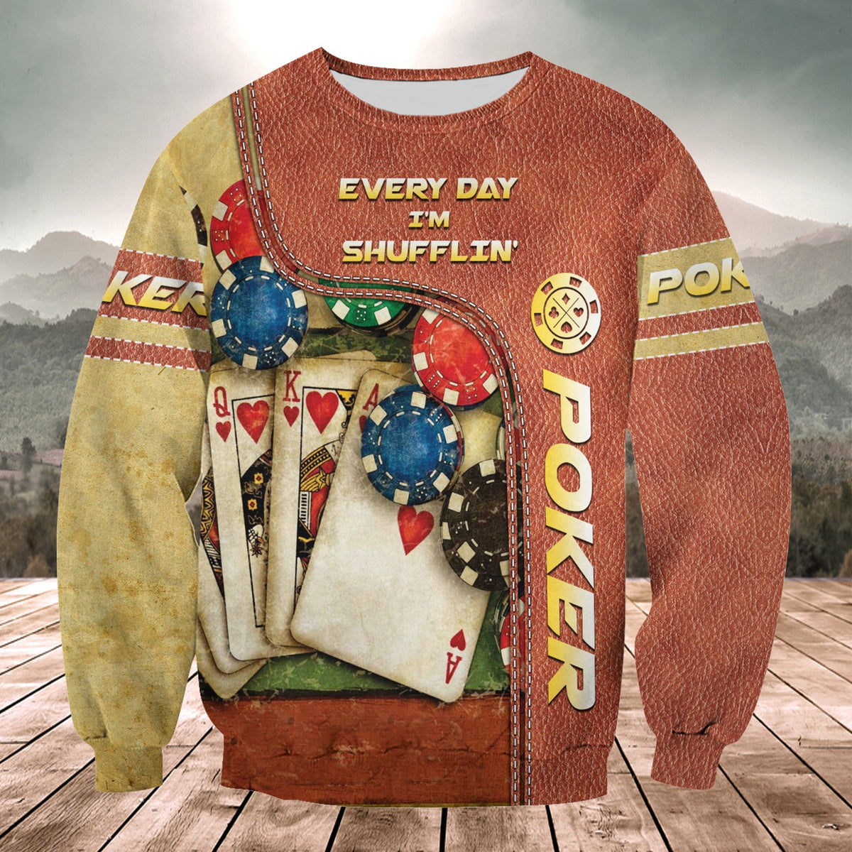 Shufflin’ Poker Shirt, Playing Cards All-Over Print Unisex Tee
