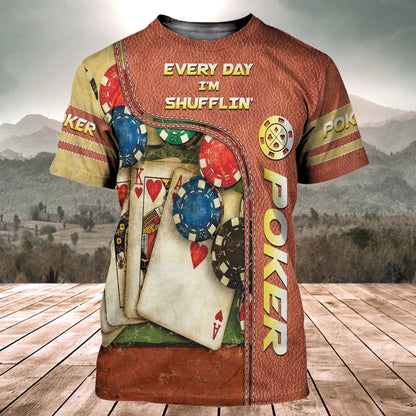 Shufflin’ Poker Shirt, Playing Cards All-Over Print Unisex Tee