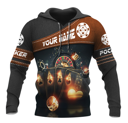 Poker Royal Flush Shirt, Classic Casino Cards All-Over Print Unisex Tee