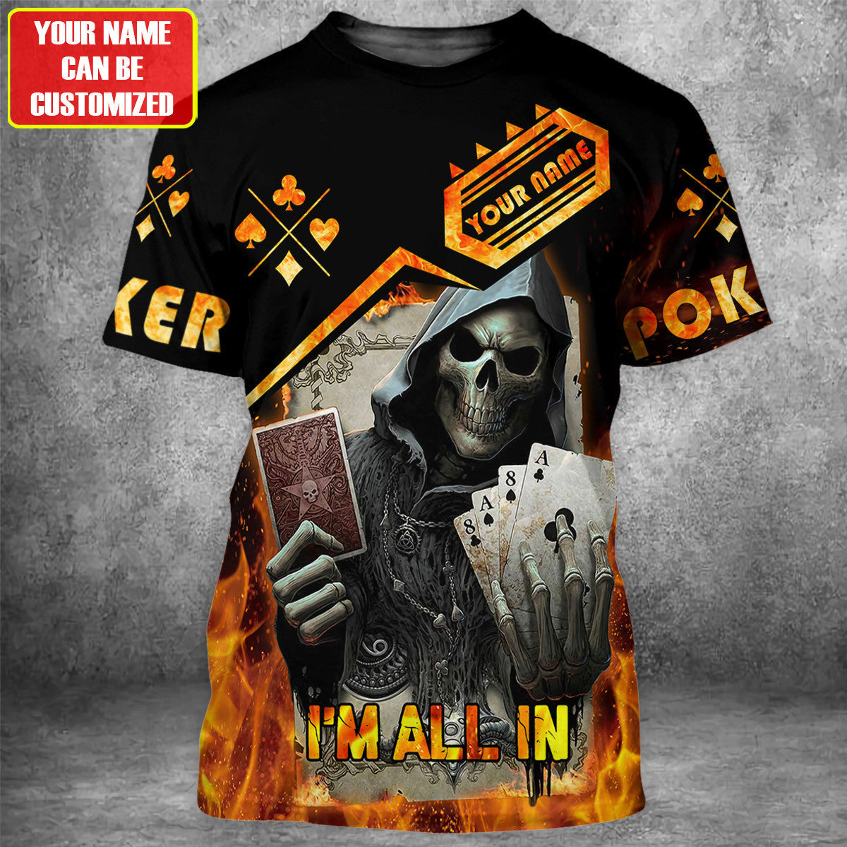 All In Poker Player Shirt, Casino Cards All-Over Print Unisex Tee