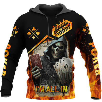 All In Poker Player Shirt, Casino Cards All-Over Print Unisex Tee
