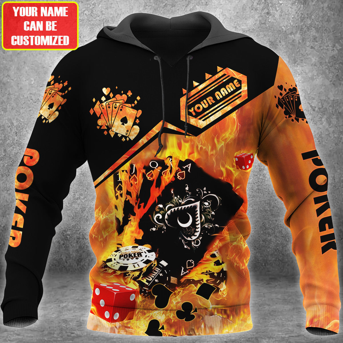 Fire Poker Shirt, Flaming Casino Cards All-Over Print Unisex Tee