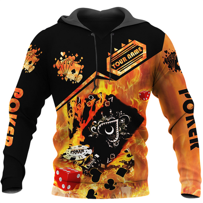 Fire Poker Shirt, Flaming Casino Cards All-Over Print Unisex Tee