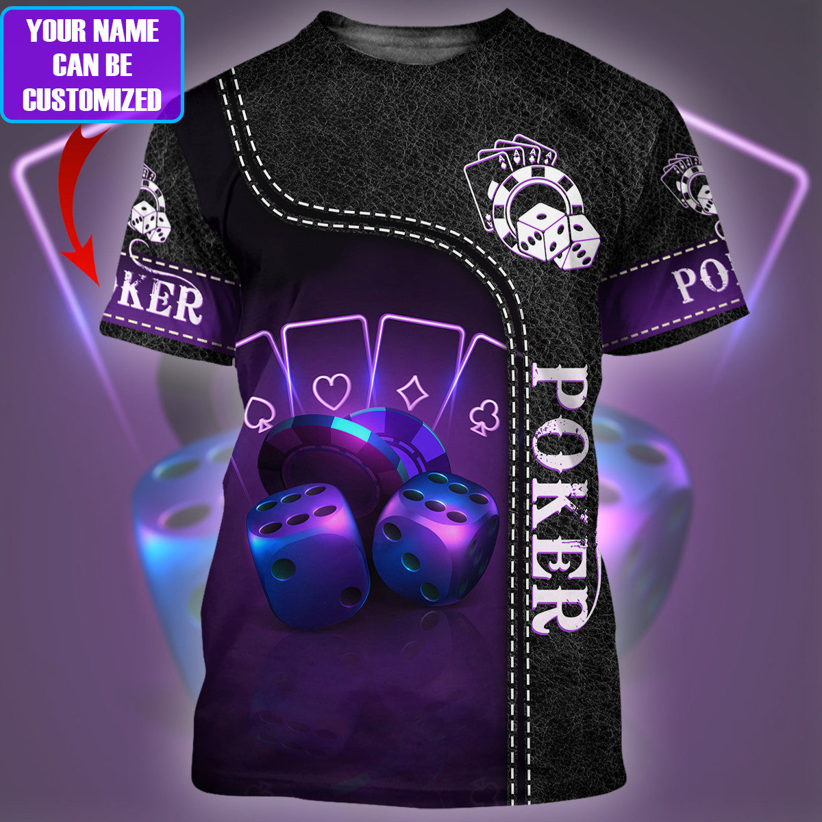 Purple Poker Shirt, Royal Casino Cards All-Over Print Unisex Tee