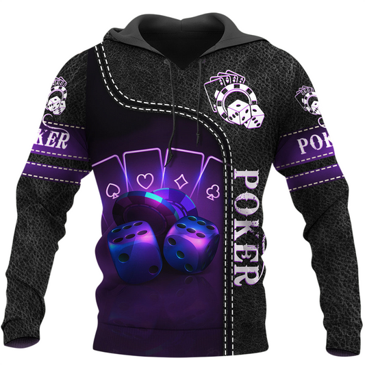 Purple Poker Shirt, Royal Casino Cards All-Over Print Unisex Tee