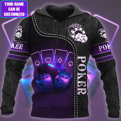 Purple Poker Shirt, Royal Casino Cards All-Over Print Unisex Tee