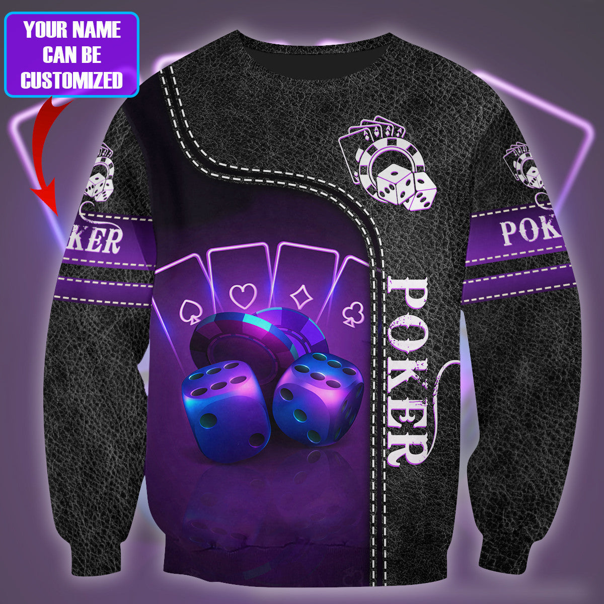 Purple Poker Shirt, Royal Casino Cards All-Over Print Unisex Tee
